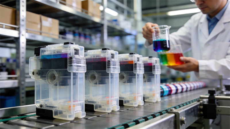 Empty CIJ cartridges on industrial production line
