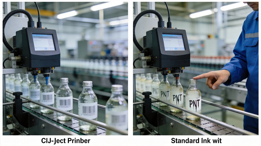 Fast-dry vs standard CIJ ink comparison on a production line Fast-dry vs standard CIJ ink comparison on a production line